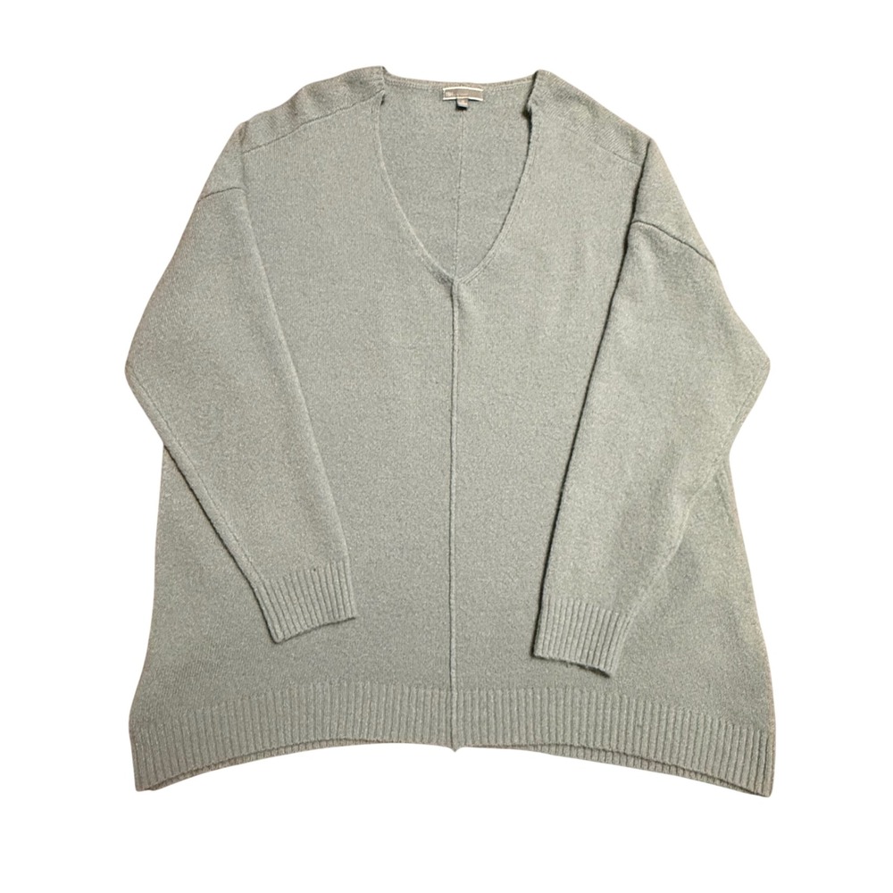 TBH to be honest Womens 1X V-Neck Oversized Knit Sweater Dusty Aqua Blue